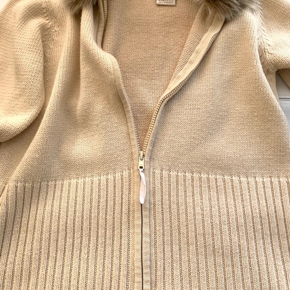 Kathie Lee Collection zipper sweater fur collar S - Picture 4 of 7